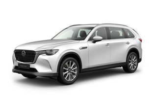 Der Mazda CX-80 in Rhodium White Lackierung in der Ausstattungsvariante Exclusive-line