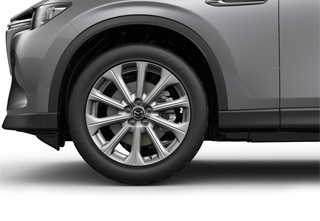 Llantas plateadas de 20 pulgadas en el Mazda CX-80 Exclusive-line Plus