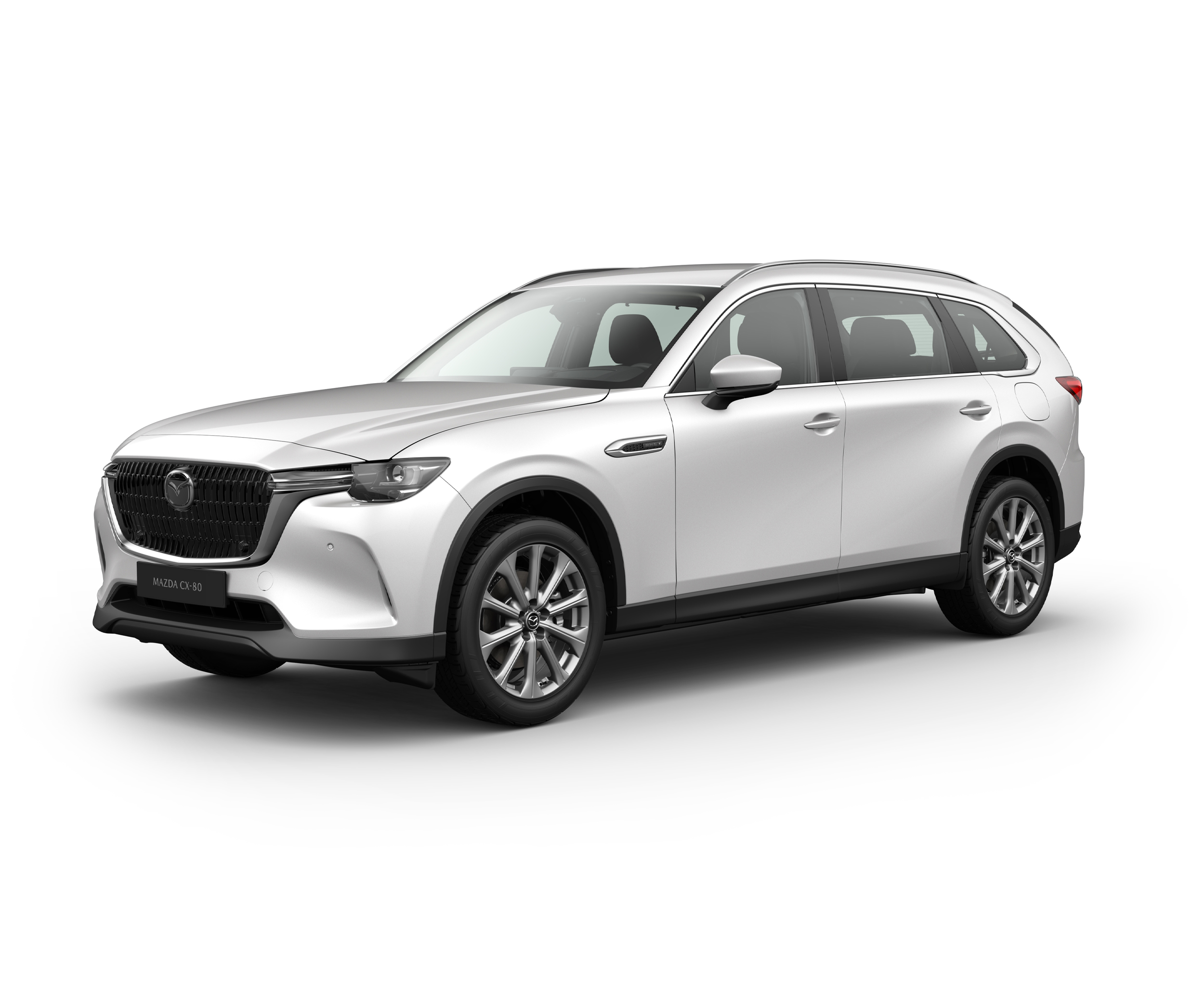 Mazda CX-80 em Rhodium White com equipamento Exclusive-line