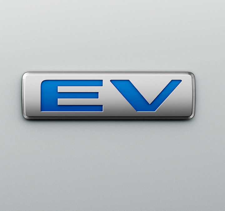 The EV badge on the side of the Mazda MX-30 SUV.