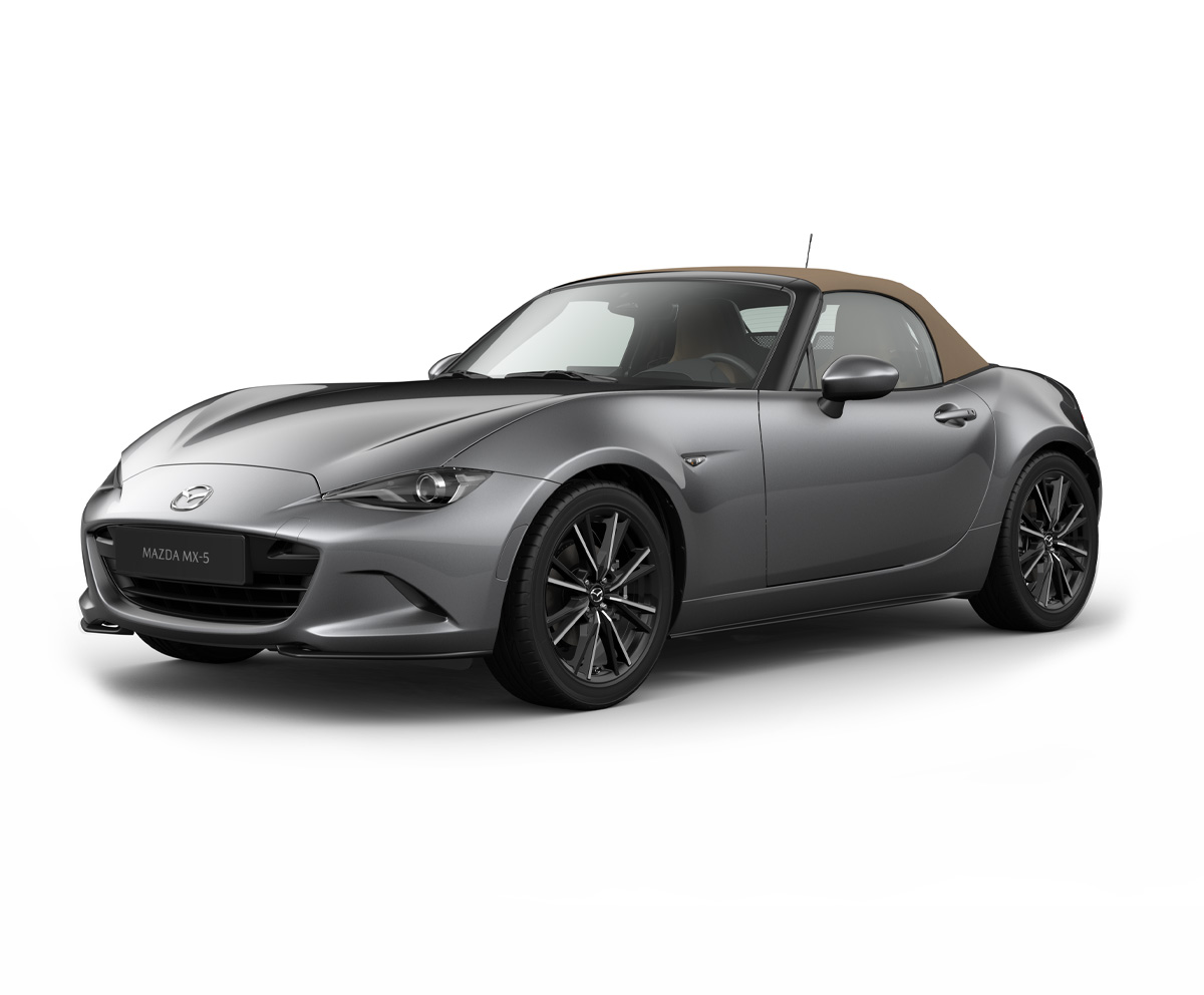 Mazda MX-5
 Roadster в цвят Machine Grey с ниво на оборудване Kazari