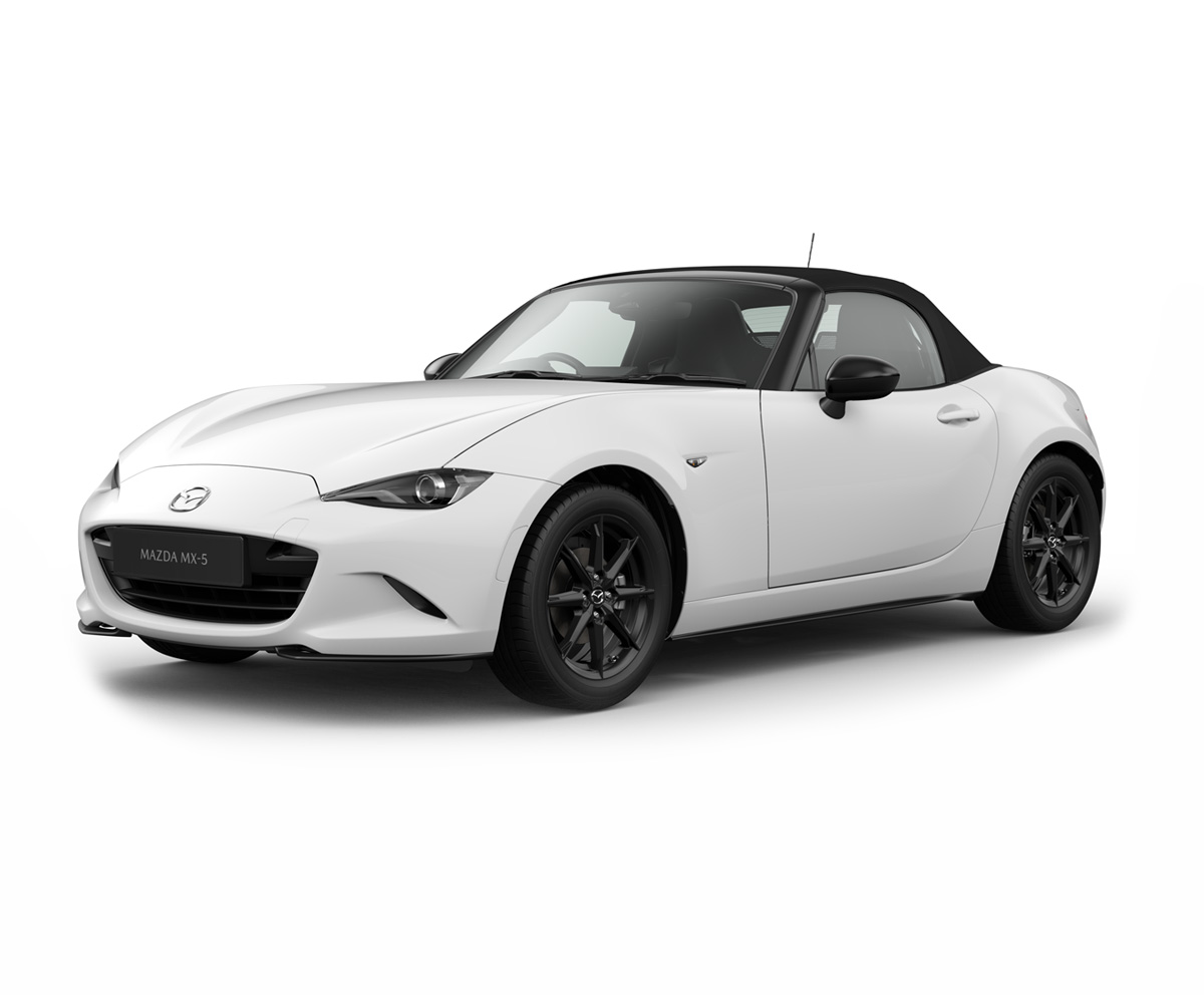 Mazda MX-5
 Roadster в цвят Arctic White с ниво на оборудване Prime-line