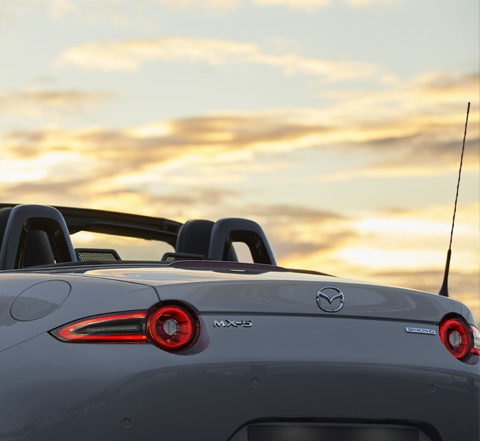 Close up of the rear end design of the Mazda MX-5 Roadster.