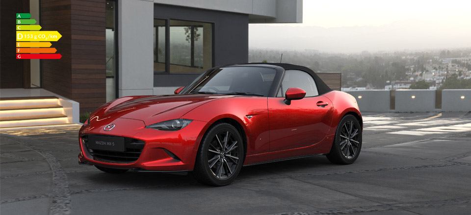 Mazda MX-5
 Roadster stationné devant une maison moderne.