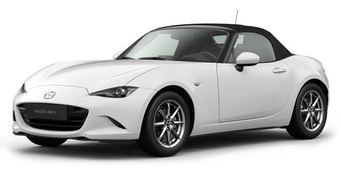 Mazda MX-5 Roadster в цвят Arctic White