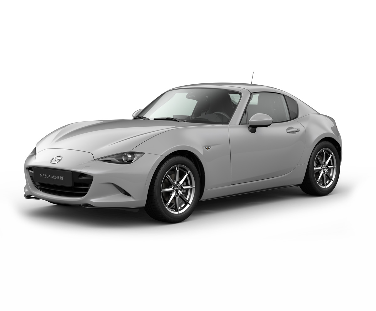 Mazda MX-5 RF i karrosserifarven Aero Grey med Exclusive-line-udstyr