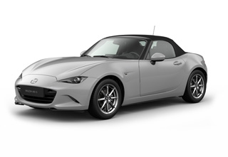 Mazda MX-5 Roadster i karrosserifarven Aero Grey med Exclusive-line-udstyr