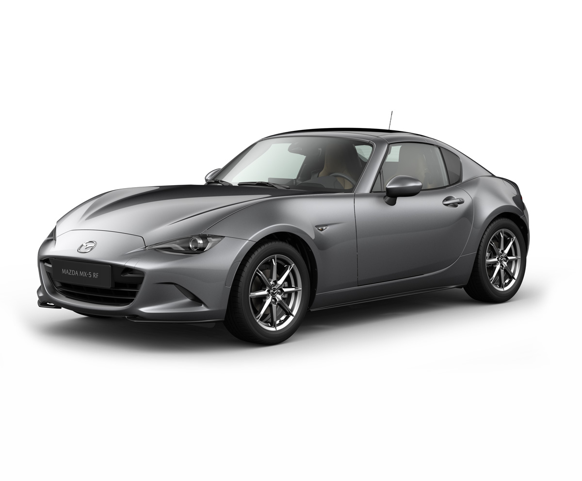 Mazda MX-5 RF i farven Machine Grey med Kazari-udstyr