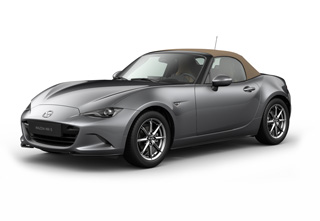 Mazda MX-5 Roadster i karrosserifarven Machine Grey med Kazari-udstyr