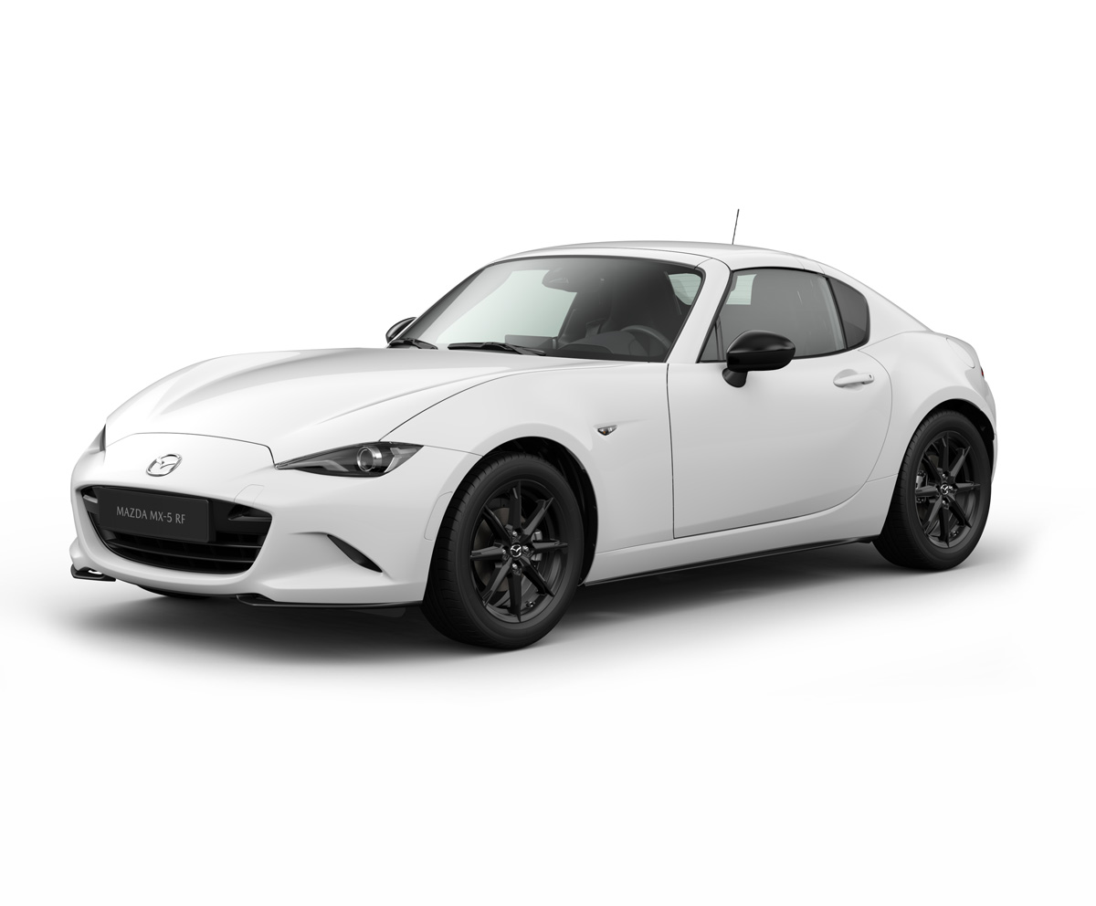 Mazda MX-5 RF i karrosserifarven Arctic White med Prime-line-udstyr